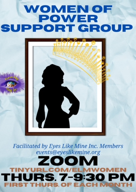 Women of Power Support Group Flyer: A shadow of Woman with golden crown